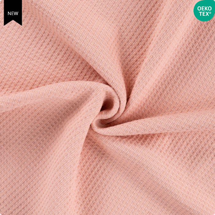 Wafelstof bamboe zalmroze - Qjutie & the Qjutest